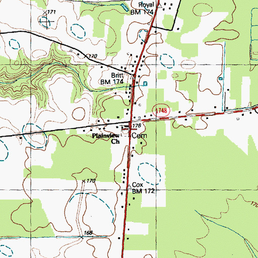 Topographic Map of Plainview Church, NC