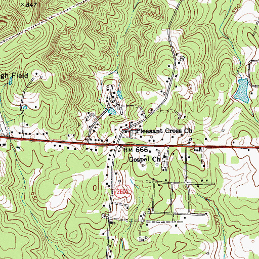 Topographic Map of Pleasant Cross Church, NC
