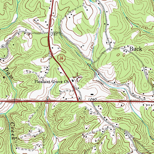 Topographic Map of Pleasant Grove Church, NC