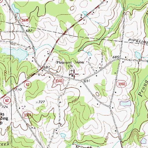 Topographic Map of Pleasant Union Church, NC