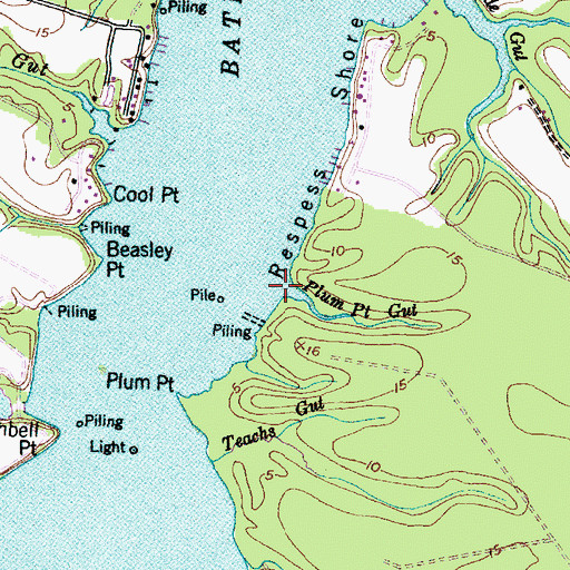 Topographic Map of Plum Point Gut, NC