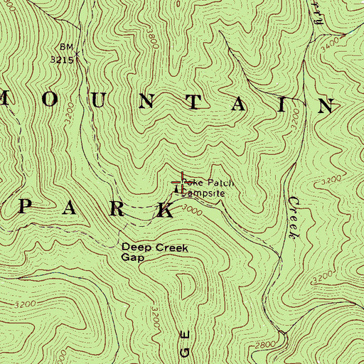 Topographic Map of Poke Patch Campsite, NC