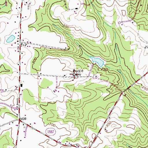 Topographic Map of Poole Cemetery, NC