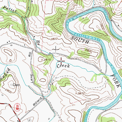 Topographic Map of Potter Branch, NC