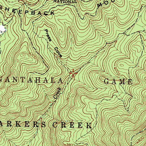 Topographic Map of Press Cove, NC