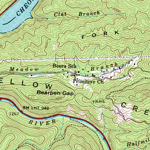 Topographic Map of Primitive Church, NC