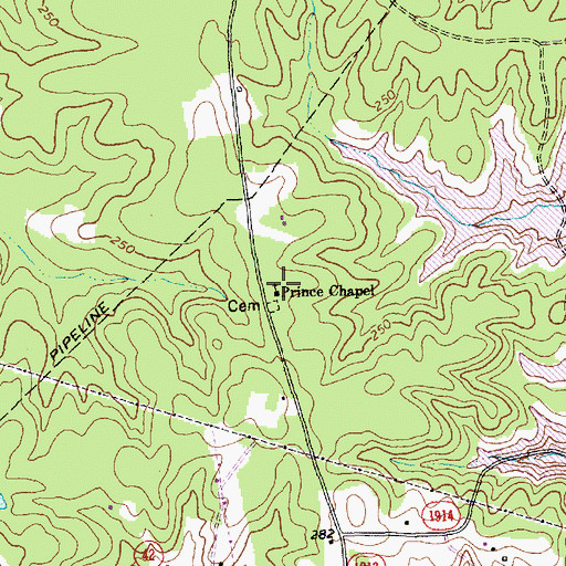 Topographic Map of Prince Chapel, NC