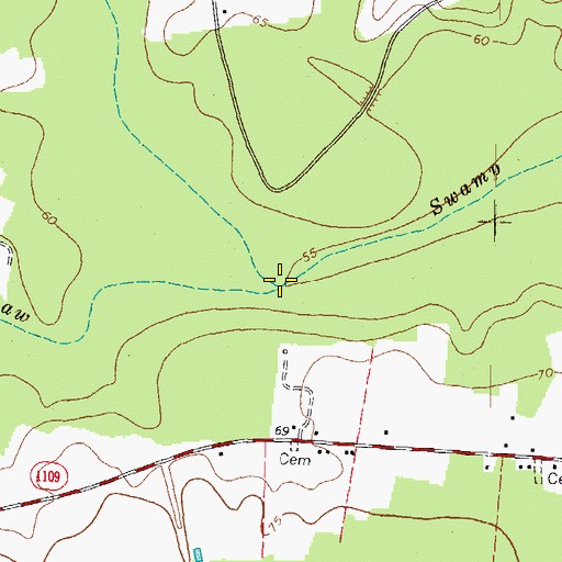 Topographic Map of Quarter Swamp, NC