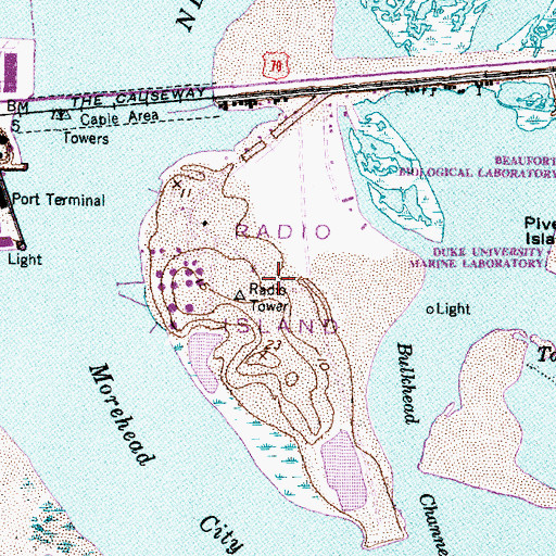 Topographic Map of Radio Island, NC