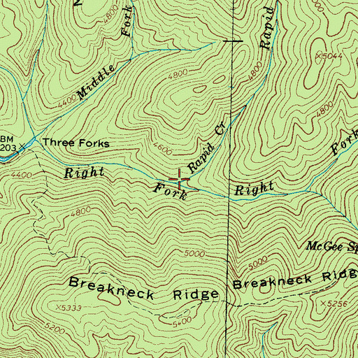 Topographic Map of Rapid Creek, NC