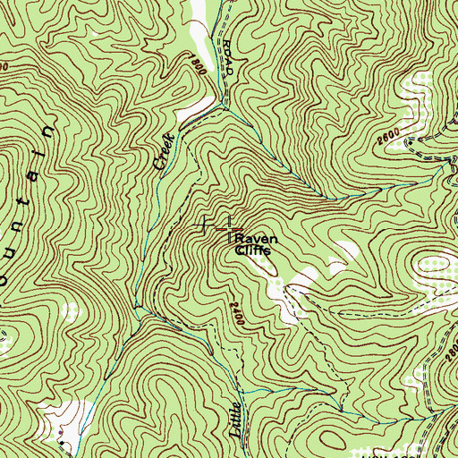 Topographic Map of Raven Cliffs, NC