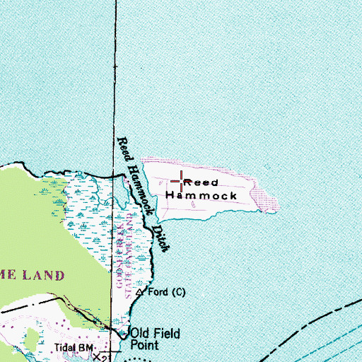 Topographic Map of Reed Hammock, NC