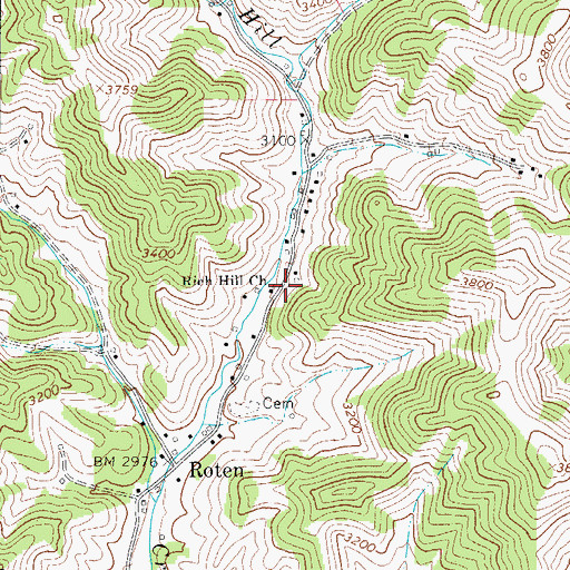 Topographic Map of Rich Hill Church, NC