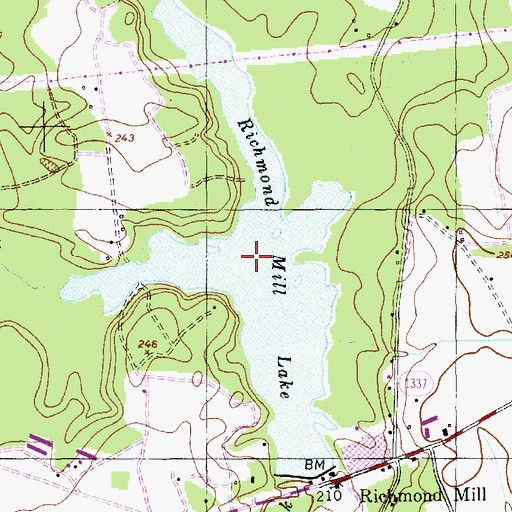 Topographic Map of Richmond Mill Lake, NC