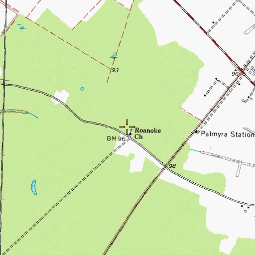 Topographic Map of Roanoke Church, NC