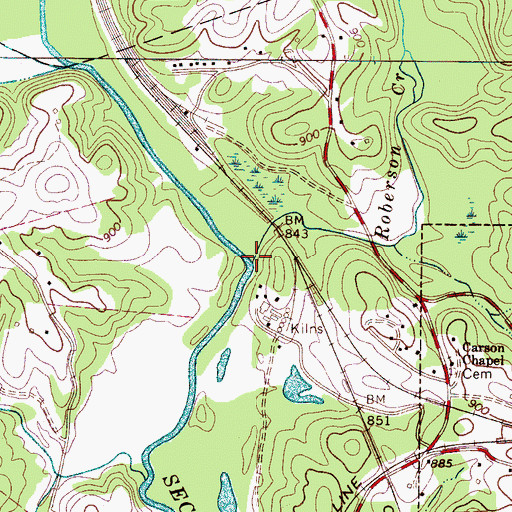 Topographic Map of Roberson Creek, NC