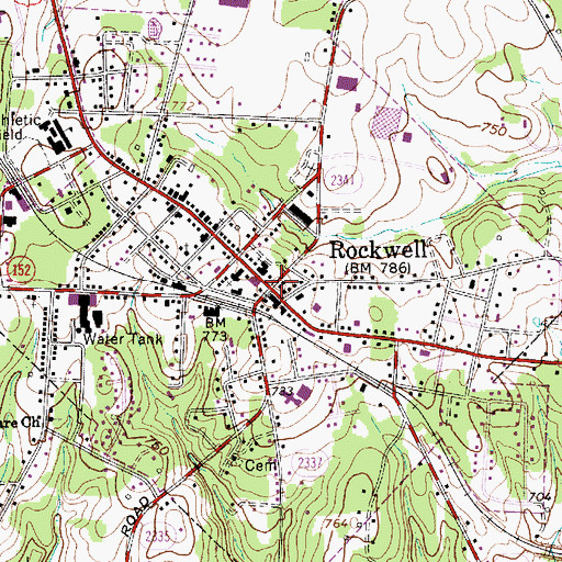Topographic Map of Rockwell, NC