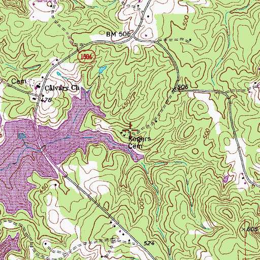 Topographic Map of Rogers Cemetery, NC