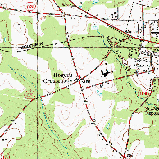 Topographic Map of Rogers Crossroads, NC