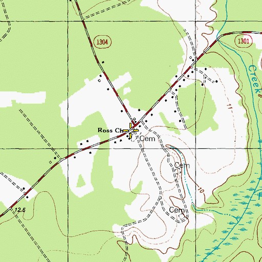 Topographic Map of Ross Church, NC