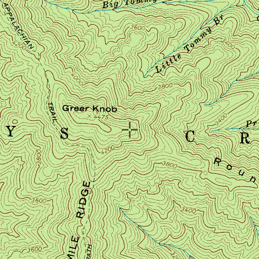 Topographic Map of Round Mountain Ridge, NC