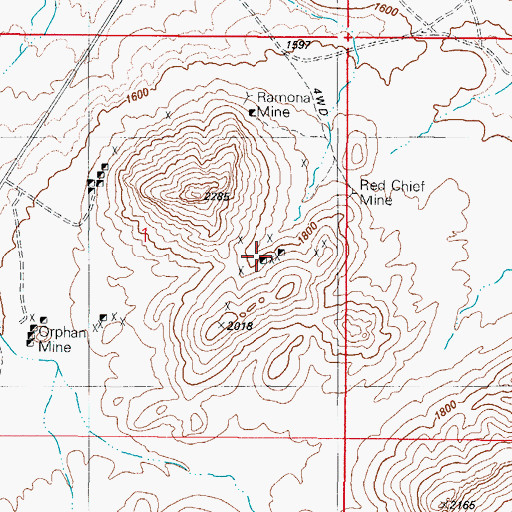 Topographic Map of Ramona Mine, AZ