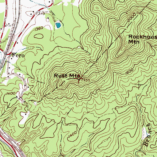 Topographic Map of Rust Mountain, NC
