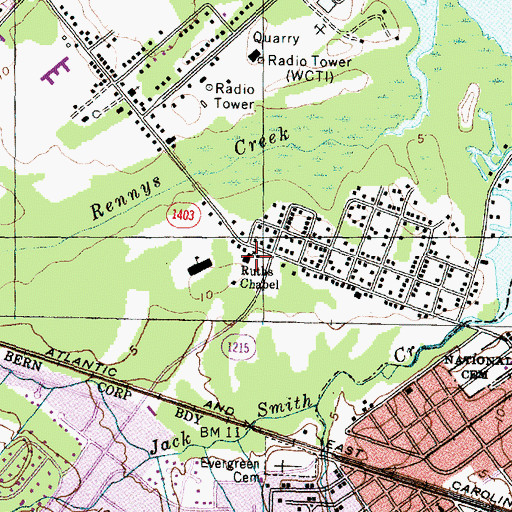 Topographic Map of Ruths Chapel, NC