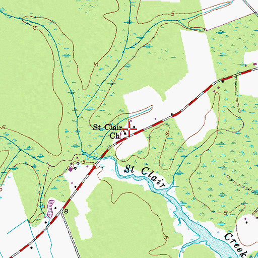 Topographic Map of Saint Clair Church, NC