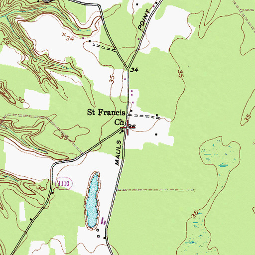 Topographic Map of Saint Francis Church, NC