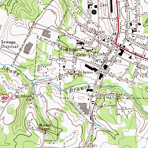 Topographic Map of Saint James Church, NC