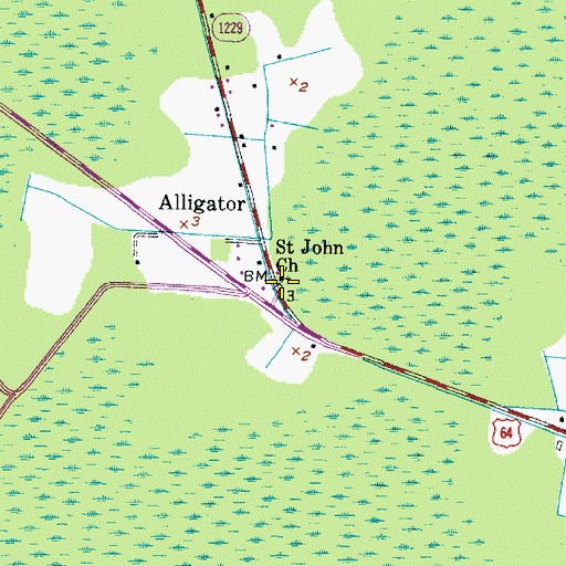 Topographic Map of Saint John Church, NC