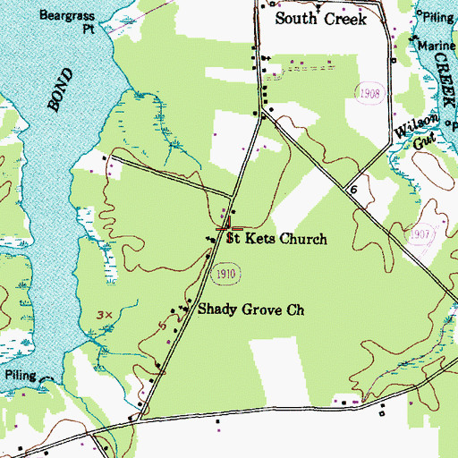 Topographic Map of Saint Kets Church, NC