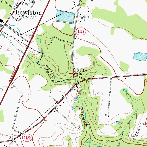 Topographic Map of Saint Lukes Church, NC