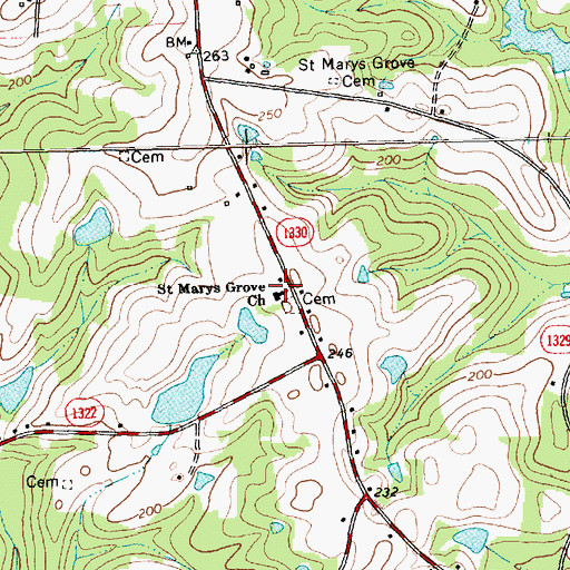 Topographic Map of Saint Marys Grove Church, NC