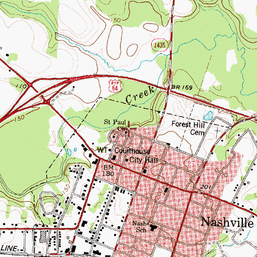 Topographic Map of Saint Paul Church, NC