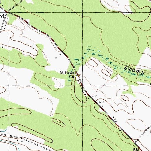 Topographic Map of Saint Pauls Church, NC