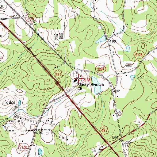 Topographic Map of Sandy Branch Church, NC