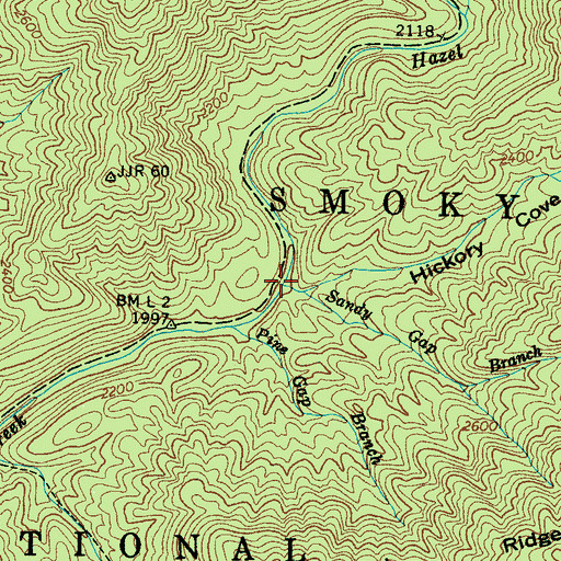 Topographic Map of Sandy Gap Branch, NC