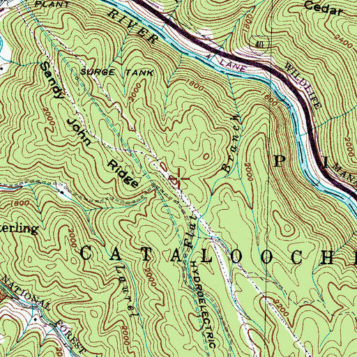 Topographic Map of Sandy John Ridge, NC