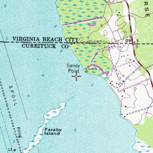 Topographic Map of Sandy Point, NC