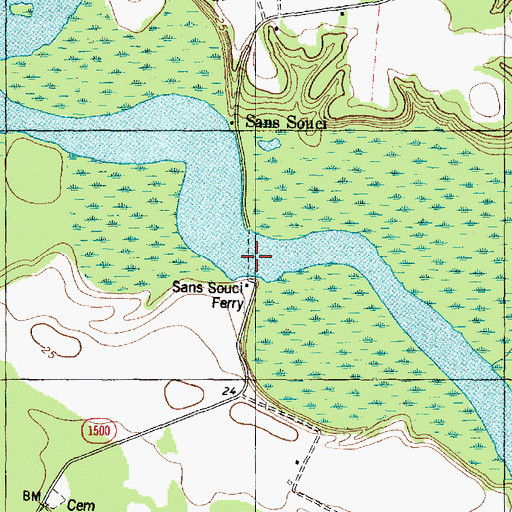 Topographic Map of Sans Souci Ferry, NC
