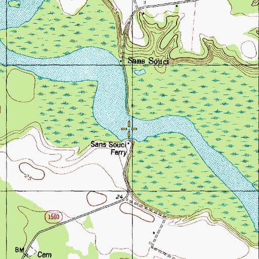 Topographic Map of Sans Souci Ferry, NC