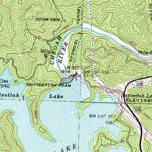 Topographic Map of Santeetlah Dam, NC