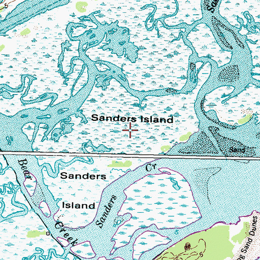 Topographic Map of Saunders Island, NC