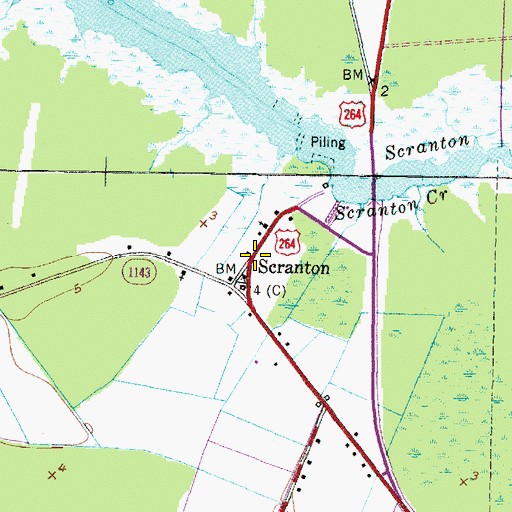 Topographic Map of Scranton, NC
