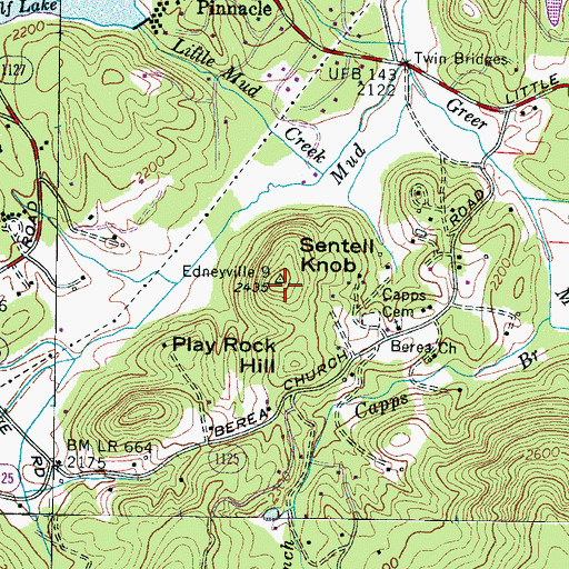 Topographic Map of Sentell Knob, NC