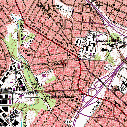 Topographic Map of Seversville School, NC
