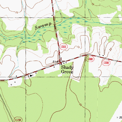 Topographic Map of Shady Grove, NC