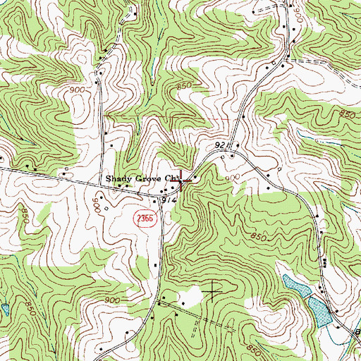 Topographic Map of Shady Grove Church, NC
